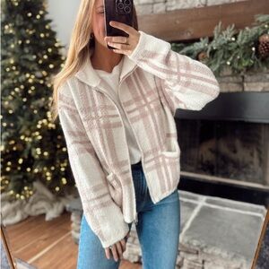 Plaid Knit Cardigan